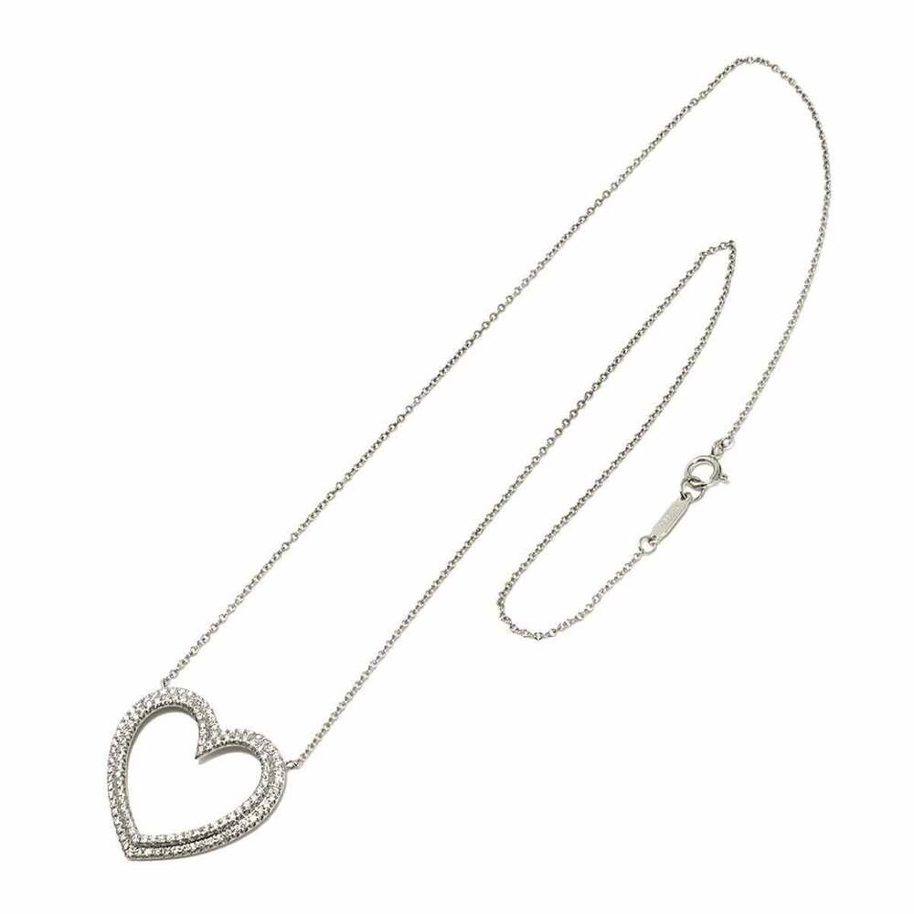 Tiffany & Co. Metro Heart Pave Diamond Necklace, 40cm, Platinum (PT)